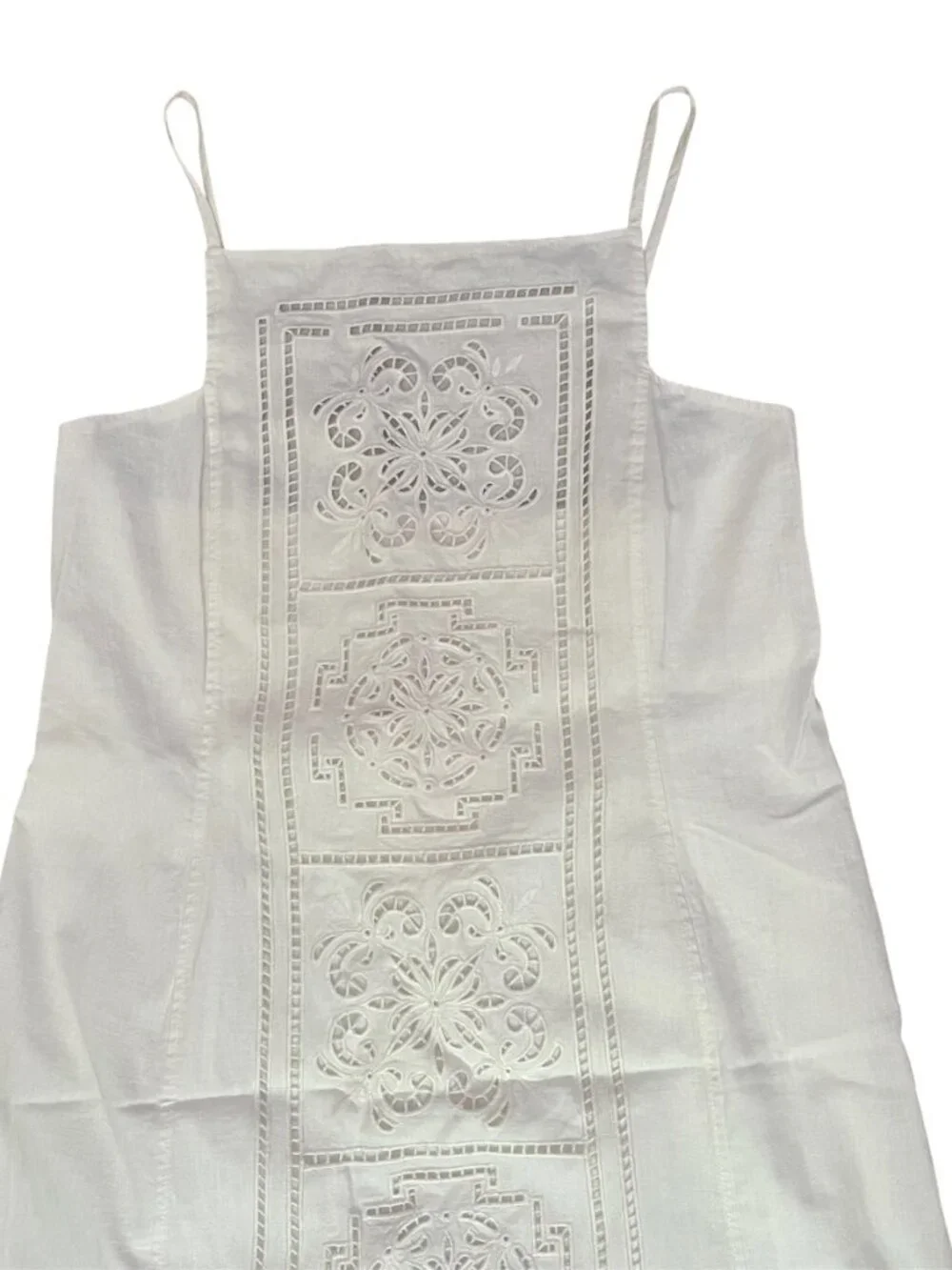Zara ZW Collection Linen Blend Embroidered Dress Ecru Midi Straight Medium NWT - Picture 3 of 9